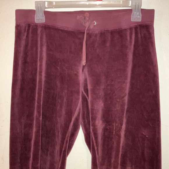 JUICY COUTURE VINTAGE VELOUR PANTS EUC S 2000 Y2K MAROON - Picture 2 of 3